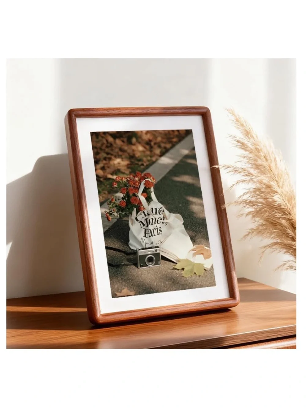 Wood & Glass Picture Frame 8x10” for Wall or Tabletop WALNUT